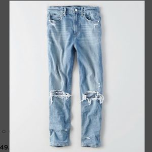 modern distressed Mom Jeans
